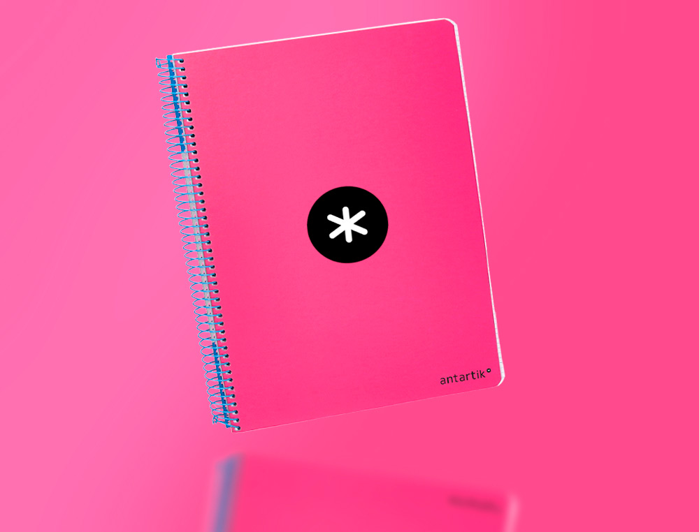 CUADERNO ESPIRAL ANTARTIK A5 TAPA DURA 80H 100 G CUADRO 5MM CON MARGEN COLOR ROSA FLUOR