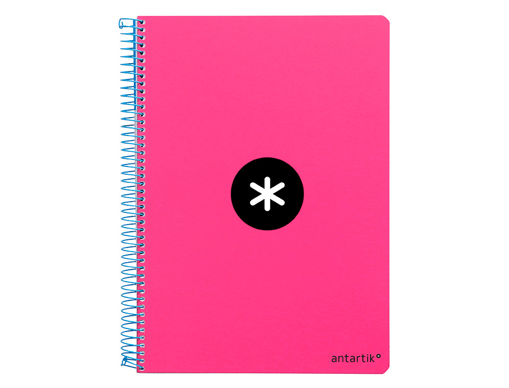 CUADERNO ESPIRAL ANTARTIK A5 TAPA DURA 80H 100 G CUADRO 5MM CON MARGEN COLOR ROSA FLUOR