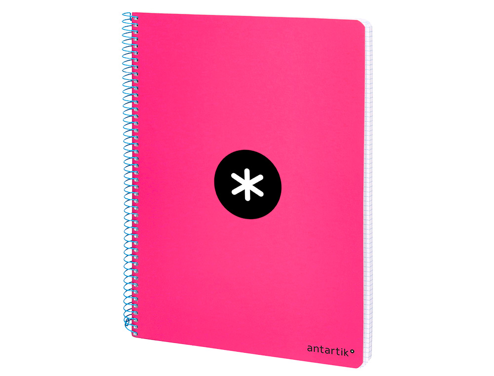 CUADERNO ESPIRAL ANTARTIK A5 TAPA DURA 80H 100 G CUADRO 5MM CON MARGEN COLOR ROSA FLUOR