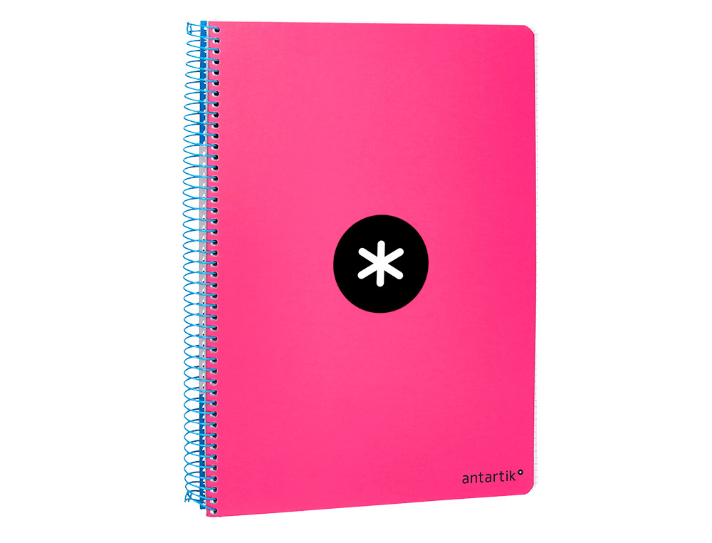CUADERNO ESPIRAL ANTARTIK A5 TAPA DURA 80H 100 G CUADRO 5MM CON MARGEN COLOR ROSA FLUOR