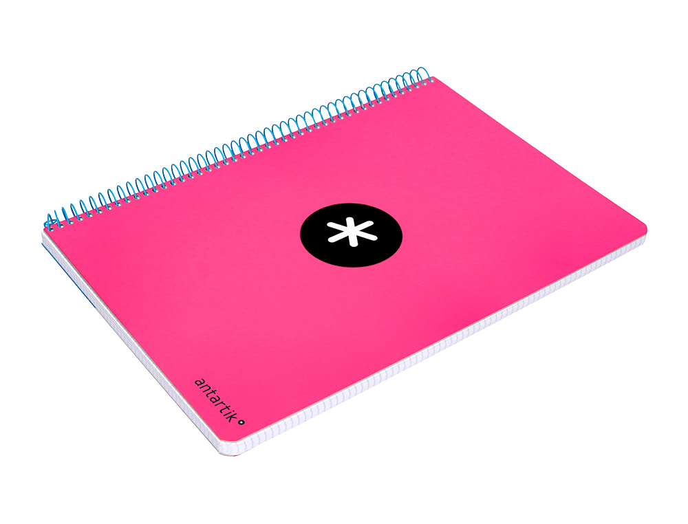 CUADERNO ESPIRAL ANTARTIK A5 TAPA DURA 80H 100 G CUADRO 5MM CON MARGEN COLOR ROSA FLUOR